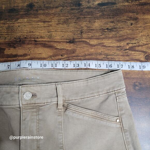 WHBM Jeans 12 Moto Skinny Mid Rise Zip Cargo Pockets Beige Tan Stretch Denim - Picture 5 of 10